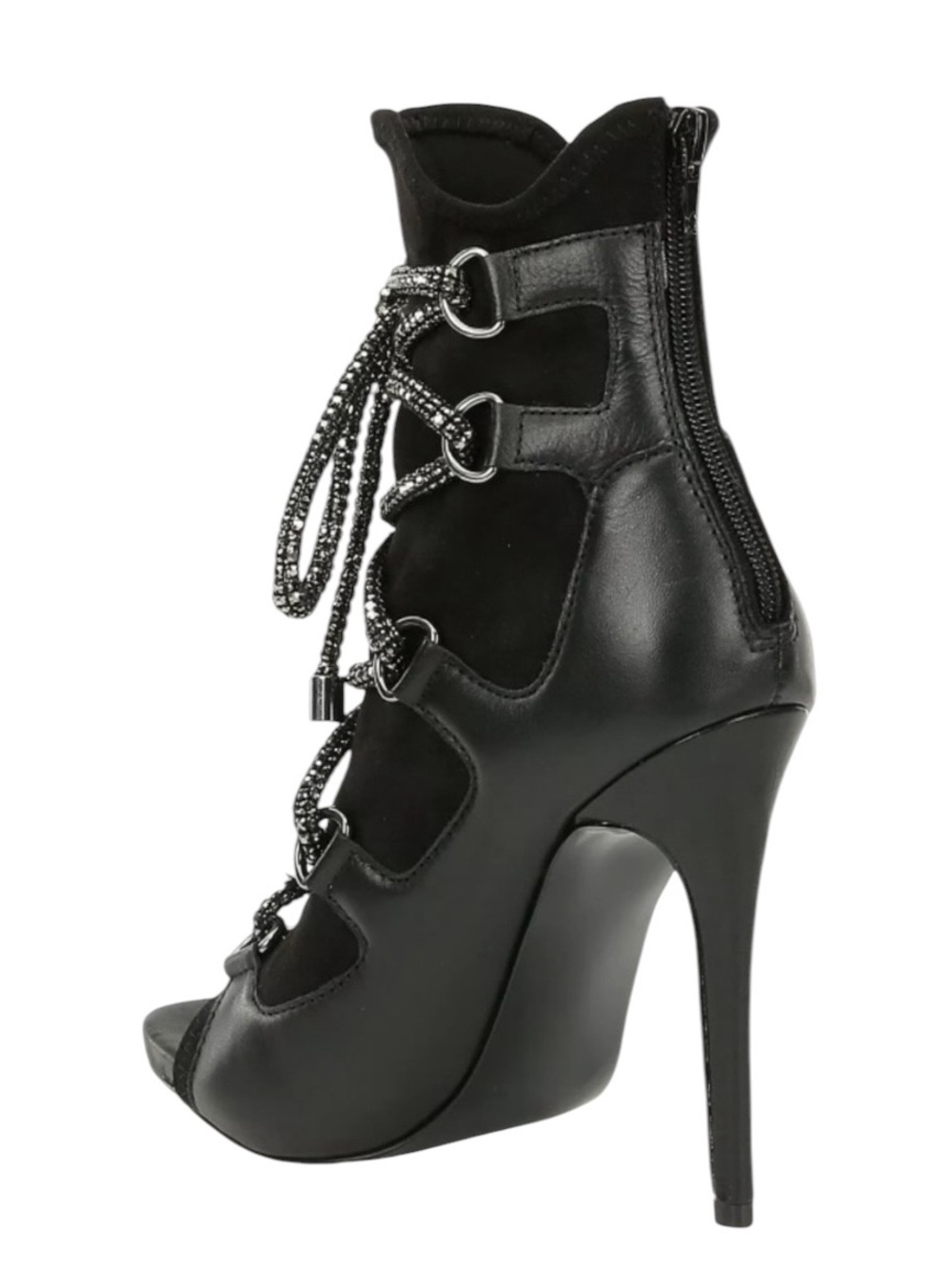 Steve Madden Black Lace-Up Peep-Toe Ankle Boots - Women Size 8.5 - Picture 4 of 9